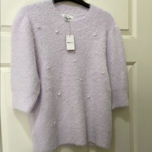RW&Co. Lavender Sweater with Pearl Accents (sz m)